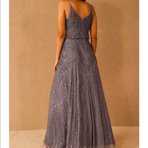 New BHLDN Fidelia 2 | XS Blue Gray Allover Sequins Embellished Maxi Gown - Picture 6 of 13